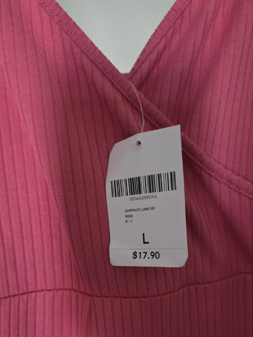 Pink Ribbed V-Neck Cropped Onepiece - Picture 2 of 3